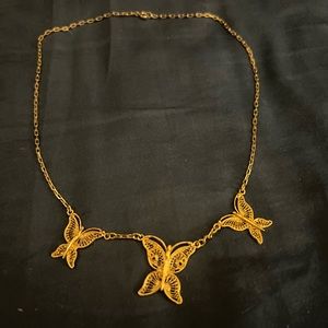 Gold plated butterfly necklace